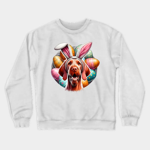 Wirehaired Vizsla Sports Bunny Ears for Easter Joy Crewneck Sweatshirt by ArtRUs